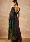 Beautiful Green Georgette Embroidered Shaded Saree for Ceremonial - 2