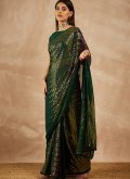 Beautiful Green Georgette Embroidered Shaded Saree for Ceremonial - 3