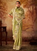 Beautiful Green Kanjivaram Silk Embroidered Designer Saree for Ceremonial - 1