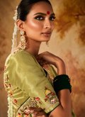 Beautiful Green Kanjivaram Silk Embroidered Designer Saree for Ceremonial - 2