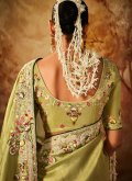 Beautiful Green Kanjivaram Silk Embroidered Designer Saree for Ceremonial - 3