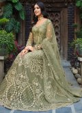 Beautiful Green Net Embroidered Trendy Salwar Kameez - 1