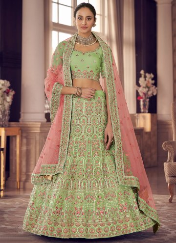 Beautiful Green Organza Thread Designer Lehenga Choli for Wedding
