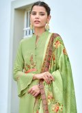 Beautiful Green Rayon Embroidered Pakistani Suit - 1