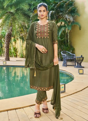 Beautiful Green Rayon Embroidered Salwar Suit
