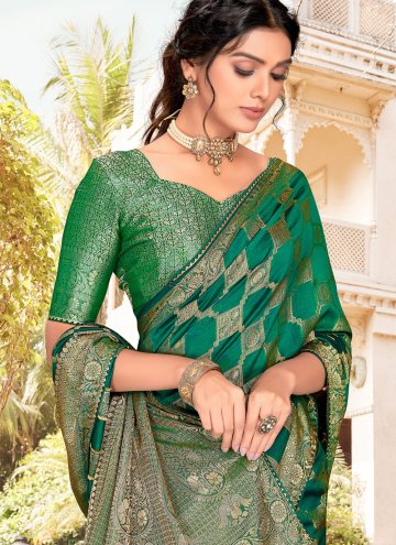 Beautiful Green Silk Border Classic Designer Saree
