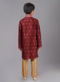 Beautiful Maroon Art Dupion Silk Fancy work Kurta Pyjama for Ceremonial - 3