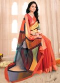 Beautiful Multi Colour Chiffon Border Contemporary Saree - 1