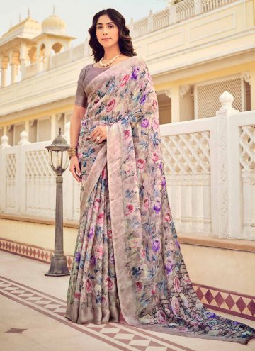 Beautiful Multi Colour Chiffon Floral Print Classic Designer Saree for Casual