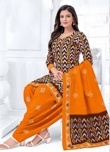 Beautiful Multi Colour Cotton  Printed Patiala Suit for Casual