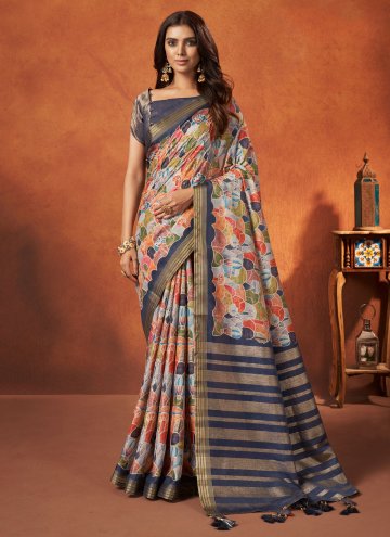 Beautiful Multi Colour Crepe Silk Woven Contempora