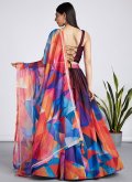Beautiful Multi Colour Organza Sequins Work Lehenga Choli - 1