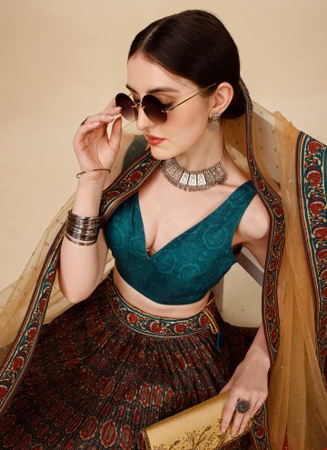 Beautiful Multi Colour Tussar Silk Printed Lehenga Choli for Engagement