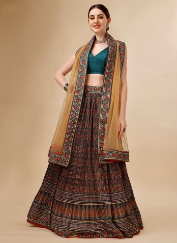 Beautiful Multi Colour Tussar Silk Printed Lehenga Choli for Engagement