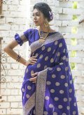 Beautiful Navy Blue Banarasi Woven Designer Saree for Ceremonial - 2