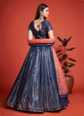 Beautiful Navy Blue Georgette Embroidered A Line Lehenga Choli for Engagement - 2