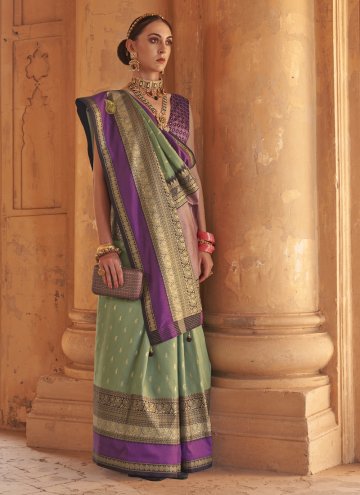 Beautiful Patola Print Silk Green Classic Designer Saree