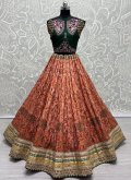 Beautiful Peach Pure Silk Embroidered Designer Lehenga Choli for Ceremonial - 1