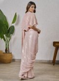 Beautiful Peach Shimmer Georgette Embroidered Contemporary Saree - 1