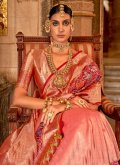 Beautiful Pink Banarasi Meenakari Trendy Saree for Engagement - 1
