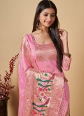 Beautiful Pink Banarasi Woven Designer Salwar Kameez - 1