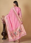 Beautiful Pink Banarasi Woven Designer Salwar Kameez - 3