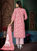 Beautiful Pink Cotton  Embroidered Salwar Suit - 1