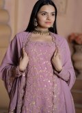 Beautiful Pink Faux Georgette Embroidered Palazzo Suit - 3