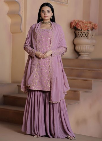 Beautiful Pink Faux Georgette Embroidered Palazzo 