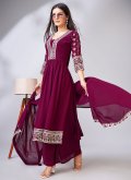 Beautiful Pink Faux Georgette Sequins Work Trendy Salwar Kameez for Ceremonial - 3