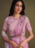 Beautiful Pink Satin Silk Embroidered Trendy Saree - 1