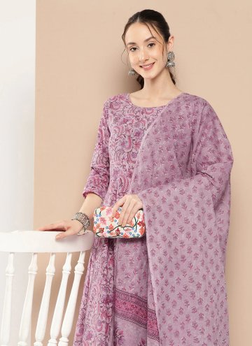 Beautiful Printed Cotton  Lavender Salwar Suit
