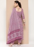 Beautiful Printed Cotton  Lavender Salwar Suit - 2