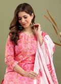 Beautiful Printed Cotton  Pink Salwar Suit - 1