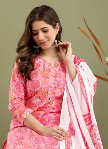 Beautiful Printed Cotton  Pink Salwar Suit