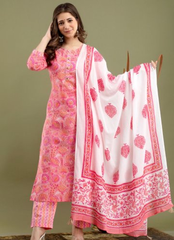 Beautiful Printed Cotton  Pink Salwar Suit