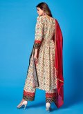 Beautiful Printed Rayon Off White Salwar Suit - 1