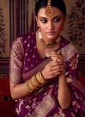 Beautiful Purple Banarasi Woven Contemporary Saree for Ceremonial - 2
