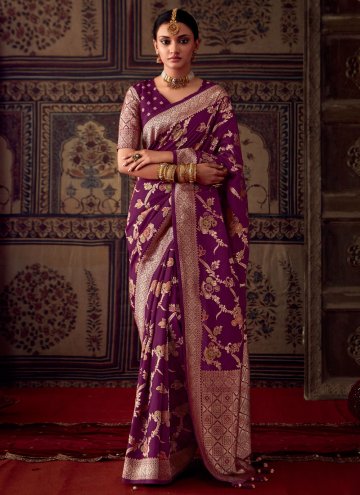 Beautiful Purple Banarasi Woven Contemporary Saree