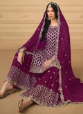 Beautiful Purple Faux Georgette Embroidered Designer Salwar Kameez - 2