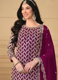 Beautiful Purple Faux Georgette Embroidered Designer Salwar Kameez - 3