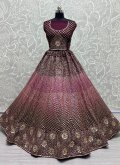 Beautiful Purple Net Embroidered A Line Lehenga Choli for Reception - 1