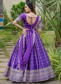 Beautiful Purple Satin Embroidered Readymade Lehenga Choli - 1
