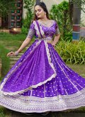 Beautiful Purple Satin Embroidered Readymade Lehenga Choli - 3