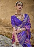 Beautiful Purple Silk Fancy work Contemporary Saree - 1