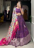 Beautiful Purple Silk Printed Lehenga Choli for Mehndi - 2