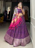 Beautiful Purple Silk Printed Lehenga Choli for Mehndi - 3