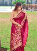 Beautiful Rani Art Banarasi Silk Woven Trendy Saree - 1