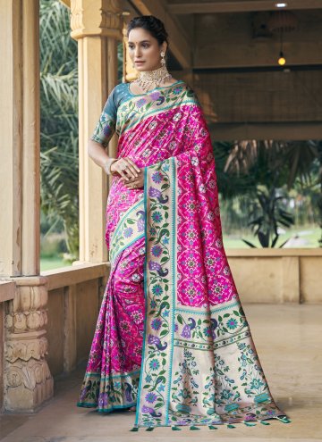 Beautiful Rani Patola Silk Patola Print Designer Saree for Ceremonial