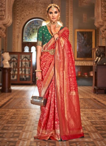 Beautiful Red Banarasi Woven Designer Saree
